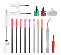 16uds Kit de Limpieza Máquina Coser, Herramientas de Limpieza de Grietas para Máquina Coser Incluye Cepillo de Doble Cabezal, Destornillador, Cepillo de Silicona, Pinzas, Descosedor