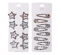 16uds Pinza Leopardo Pelo para Mujer, Metal Forma de Estrella y Lágrima Antideslizantes Accesorios Y2K para Cabello Fino y Grueso (Estilo 2)