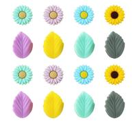 16uds Tapones de Aguja de Tejer con Hojas de Flores, Protector de Punta de Aguja Colorido Tapas de Punta de Punto de Silicona Cubierta de Extremo de Aguja para Coser Acolchar Crochet
