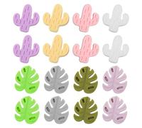 16uds Tapones para Agujas de Tejer, Protectores de Silicona para Puntas de Agujas de Tejer Cuentas Focales de Silicona con Forma de Cactus Monstera Accesorios para Manualidades (Color 1)