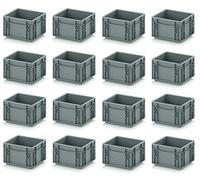 16x Eurobehälter-Eurobox 20 x 15 x 12 grau inkl. gratis Zollstock, 16er Set