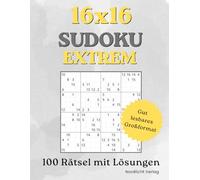 16x16 Extrem Sudoku: 100 extreme Sudoku Rätsel mit Lösungen - Großes A4 Format mit komfortabler Zahlengröße und 1 Rätsel pro Seite | 16x16 Sudoku ... Für Erwachsene | Denkspiele Für Erwachsene