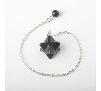 16x16MM Natural Aventurine Quartz Pendulum Pendant With Chain 1PCS-Black Onyx