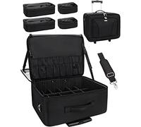 17.7" Maletín Grande Trolley Profesional de Cosméticos Organizador Viaje Belleza Portátil Caja Maquillaje Negro, 45 cm