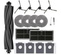 17 Accesorios Compatible con Robot Aplicable Dreame X40 Ultra Complete/Master/L40 Ultra-1 Cepillo Principal,4 Bolsas de Polvo,2 Filtros,4 Cepillos Laterales,4 Paños de Mopa,1 Cepillo de Limpieza