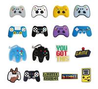 17 accesorios para zapatos con controlador de juegos, hebillas de zapatos de bricolaje con lindo patrón de dibujos animados, juego de accesorios de zapatos desmontables, accesorios creativos Crocs