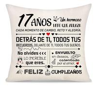 17 Años Cumpleaños Funda de Cojín Regalo para Chicas Chicos Hija Hijo Hermana Hermano Nieta Sobrina Amigas Amigos Regalos del Inspirador 17 Años Feliz Cumpleaños Regalos Funda de Almohada (17)