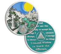 17 años de sobriedad Coin Valley River Sobriety Chip Sun Chips Medallón AA Chips y medallón Alcohólicos Anónimos Monedas Sobriedad Regalos para Hombres Mujeres Regalo de Recuperación Sobriedad Ficha