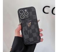 (17, Black square) Suitable for iPhone series, this retro card holder case is a luxury and trendy protective cover for your iPhone.