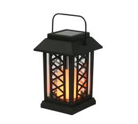 17 cm Linterna Solar LED Flama Parpadeante Ámbar Colgante Exterior Negra