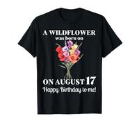 17 de agosto Nacimiento Flor Gladiolo Y Amapola Cumpleaños de agosto Camiseta