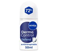 NIVEA Derma Control Defend - Desodorante Antitranspirante para Mujer - 72h Protección contra el Sudor - Con Ácido Hialurónico y Provitamina B5 - No Irrita las Axilas - Piel Normal - Roll-on 50 ml