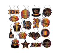 17 espirales colgantes de Feliz Año Nuevo, decoraciones de fiesta, serpentinas de techo para oficina, aula y decoración de vacaciones