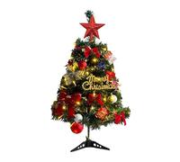 17 Inch Mini Christmas Tree - Pre Lit Tabletop Holiday Decoration with Ornaments and Bow, Small Christmas Tree for Home, Office, Apartment, Desk, Shelf, Living Room, Bedroom, and Holiday Parties