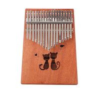 17 llaves pulgar piano para niños adultos principiantes profesional, makogany wood 12 diseño estilos kalimba mbira sanza con instrucción de estudio y afinar martillo (Color : Cat)