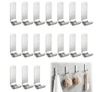 17 Pcs Ganchos Adhesivos Para Pared, Gancho Adhesivo Pared Fuerte, Gancho Pared Adhesivo, Percha Adhesivas Sin Taladro Forma de J de Acero Inoxidable para Colgar Ropa Toallas de Baño Cocina, plata