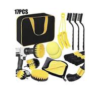 17-Piece Car Cleaning Set (No Drill) - Interior & Exterior Detailing Brushes for Vents, Dashboard, Engine & Wheels