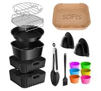 17 Piezas Accesorios Freidora de Aire para COSORI Turbo Tower Pro Smart 10.8L Double Stack Airfryer, Freidora de aire Molde de Silicona Sin BPA,Inserto de Silicona para COSORI Turbo Tower 6.5L/4.3L