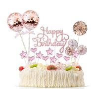 17 Piezas de Decoración para Tartas de Cumpleaños Con Purpurina, Happy Birthday, Color Oro Rosa