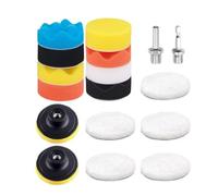 17 Piezas Kit de almohadillas para pulir coches, Almohadillas de pulido de esponja de lana de 80 mm con adaptador para taladro M10, Accesorio pulidor para pulidora automática, lijado, encerado (B)