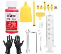 17 Piezas Kit de Purgado de Frenos de Bicicleta - Engrase de Precisión Kit de Frenos de Disco Hidráulicos, con Aceite Mineral (60ml), Kit Purgado Frenos para Shimano, para Todo Tipo de Bicicletas