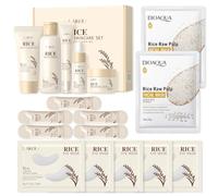 17 Piezas Rice Skincare Kit, Skincare Coreano con Rice Toner y RiceCream, Arroz Cuidado Facial Mujer Kit, Reparar La Barrera De La Piel, Hidratante, Antienvejecimiento