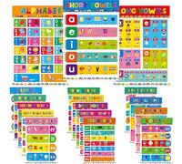 17 Pósteres de Fonética en Inglés, Gráficos de Educación Lingüística, Aprendiendo Vocales, Pósteres del Alfabeto, Herramienta de Aprendizaje de Fonética Cubierta con Película PET