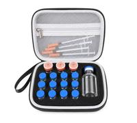 17 ranuras para péptidos insulina vial duro EVA funda de viaje para viales | Bolsa protectora para viales con correa de muñeca, forro de espuma anticaídas, malla separada para herramientas de