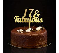 17 y fabulosos adornos para tartas de cumpleaños número 17, decoración para tartas de cumpleaños con purpurina dorada para diecisiete años de edad, decoración de pastel de feliz cumpleaños, nombre