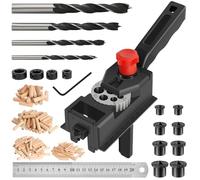 170 Piezas Kit de Plantillas de Taladro - 10 Orificios Plantilla de Taladro, con Regla,Brocas,Tacos de Madera,Anillos de Límite y Puntas de Centrado, para la Elaboración de Madera