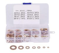 170Pcs Surtido de Arandela Plana Latón Set con Caja M2 /M2.5 /M3/ M4 /M5 /M6 /M8 /M10