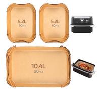 170Pz Papel Freidora Aire, Antiadherente Impermeable Sin BPA Bandejas Desechables Para Freidora de Aire de 5 a 16 l, Horno, Microondas, Ninja Air Fryer AF500EU Papel Air Fryer Cuadrado