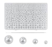1710 perlas de cristal blancas de 4 mm, 6 mm, 8 mm, 10 mm, perlas redondas de imitación blancas con agujero, para collares, joyas, manualidades, pulseras