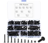 172 Pcs M6 Juego de Tornillos y Tuercas, Tornillos de Cabeza Plana y Tuercas, Métricos Tornillería Tornillos de Cabeza en Cruz con Tuercas Set, Tornillos de Cabeza en Arandela, Negra