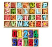 172 Piezas Letras De Madera De Alfabeto,Letras y Números En Madera Natural,Colorido Juego De Letras De Madera,Con Caja De Almacenamiento Para Decoración De Paredes,Ortografía Para Niños