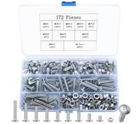 172 Piezas M6 Juego de Tornillos y Tuercas, Tornillos de Cabeza Cruzada Plana y Tuercas Hexagonales, Tornillos de Cabeza Redonda de Acero Inoxidable, Kit Tornillería con Tuercas