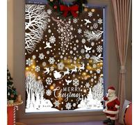 172 Piezas Pegatinas Navidad Ventanas Cristal Grandes,Blanco Vinilos Navidad Escaparate, Adornos de Navidad para Ventanas Reutilizable,Adhesivos Navideñas Ventana para la Decoracion Navidad