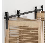 173cm/5.5FT Herrajes Puertas Correderas Plegable Rieles Kit Puerta Corredera Negro para 4 Puerta Corredera Madera 42cm Ancho