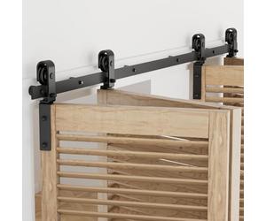 173cm/5.5FT Herrajes Puertas Correderas Plegable Rieles Kit Puerta Corredera Negro para 4 Puerta Corredera Madera 42cm Ancho