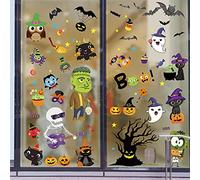 173PCS Pegatinas de Ventana de Halloween, Calabaza Bruja Gato Murciélagos Fantasma Estáticas Calcomanías de Hallo-ween para Ventana,Decoraciones de Fiesta de Halloween Ventanas Puertas Espejos Neveras