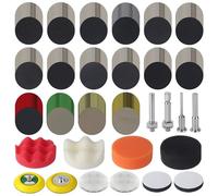 174 piezas Discos de Lija,para el Acondicionamiento de Faros, Accesorio Pulidor para Atornillador de 75 mm con Almohadillas Abrasivas de Grano 60-10000, Almohadillas pulidoras y papel Abrasivo