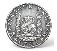 1741 Felipe V 8 Reales Moneda de Plata España, Monedas Antiguas española, Monedas conmemorativas para coleccionistas Raras, colección Moneda Oro Escudo columnarios coleccionables