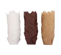 175 moldes de repostería en forma de tulipán, tres colores (marrón oscuro, marrón claro, blanco), moldes para magdalenas para tartas, moldes de embalaje antigrasa, para fiesta de cumpleaños