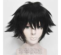 176 ISLAND Setsuna Sanzenkai Corto Negro Cosplay Peluca + Peluca Cap ISLAND negro