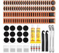 176PCS Kit Parches Bicicleta Autoadhesivo, Kit Repara Pinchazos Bicicleta | Reparación de Neumáticos de Bici con Caja de Accesorios, Desmont Herramientas para Ciclistas,Antipinchazos