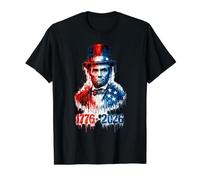 1776 2026 Bandera patriótica de los Estados Unidos de Abraham Lincoln Camiseta gráfica económica, Hombre, Negro, M