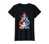 1776 2026 Bandera patriótica de los Estados Unidos de Abraham Lincoln Camiseta gráfica económica, Mujer, Negro, S