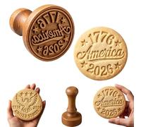 1776-2026 USA 250th Anniversary Cookie Stamp, Patriotic Eagle Embosser for Baking, US 250 Wooden Cookie Stamp, 4th of July Baking Stamps (#A)
