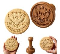 1776-2026 USA 250th Anniversary Cookie Stamp, Patriotic Eagle Embosser for Baking, US 250 Wooden Cookie Stamp, 4th of July Baking Stamps (#B)