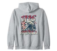 1776 Hizo América Eagle Backprint Sudadera con Capucha